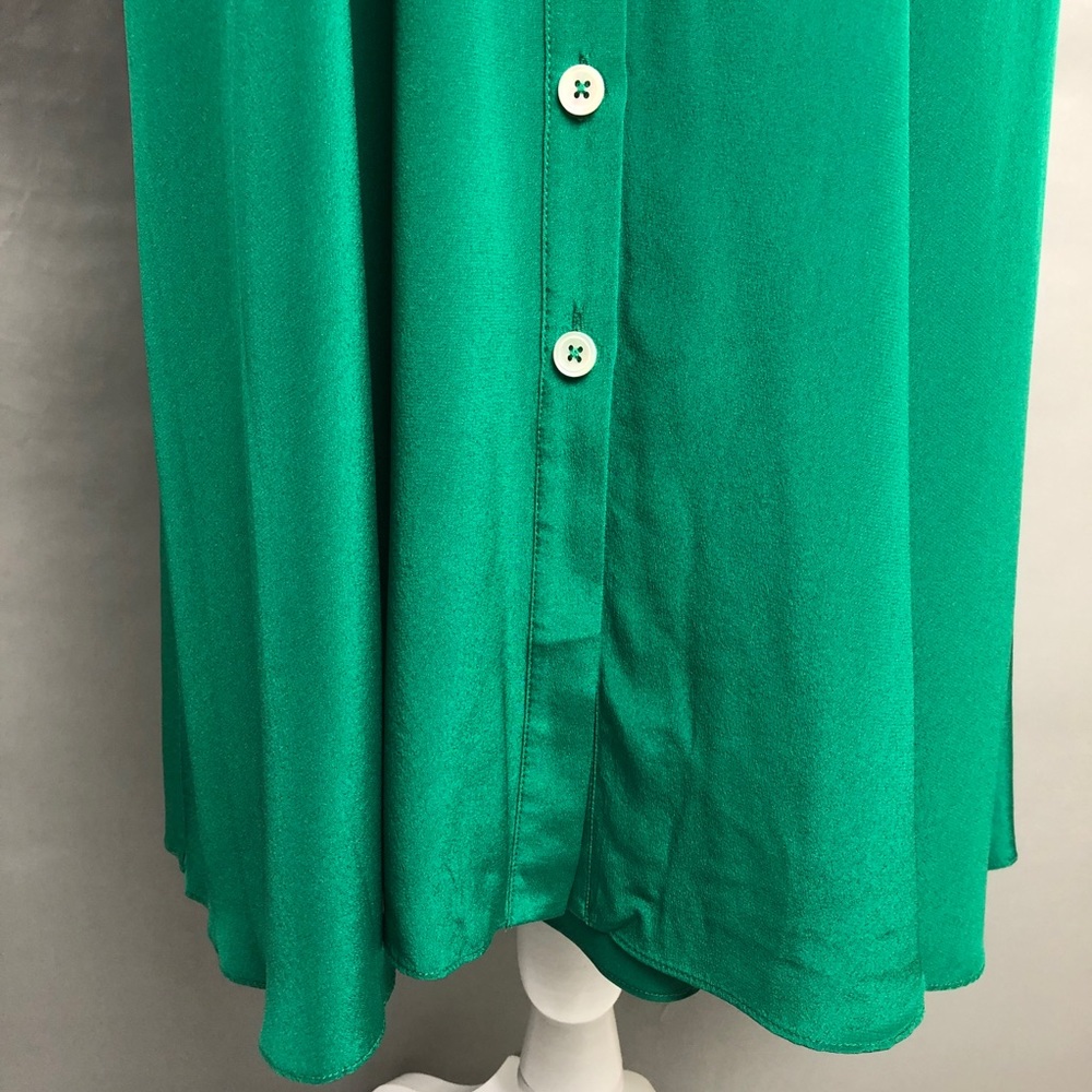 LK Bennett Silk Dress- Runa green button front Long Sleeve midi Shirt Dress - Picture 7 of 8